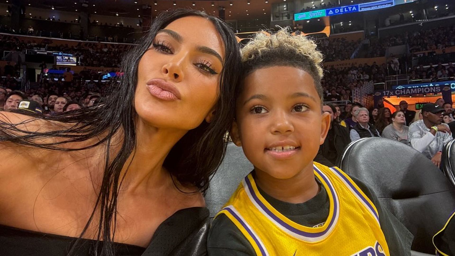 Kim Kardashian and son Saint 