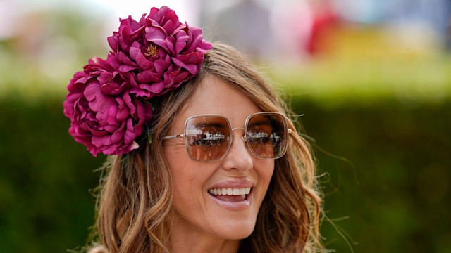 Elizabeth Hurley in a bright floral dress