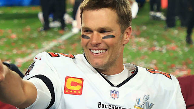 Tom Brady celebrates after defeating the Kansas City Chiefs