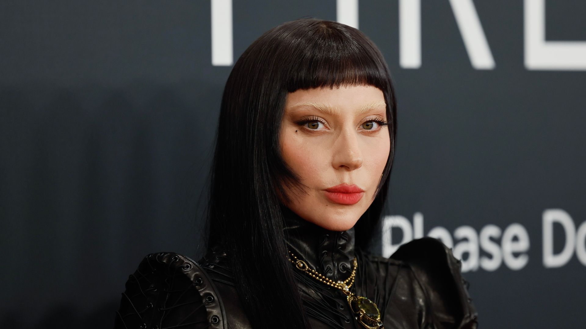 lady gaga with black hair at grammys 2025