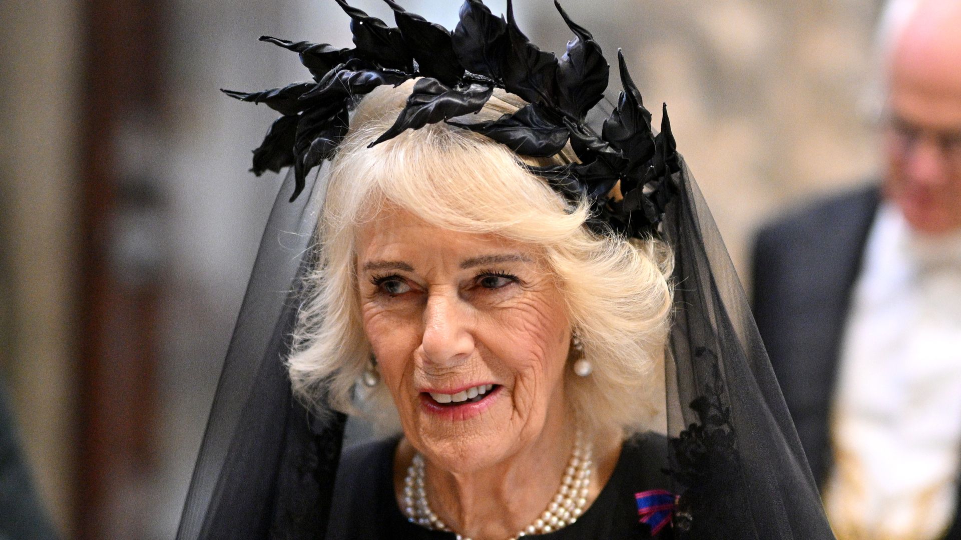 The Queen wore an all-black ensemble to meet Pope Leo XIV