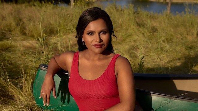 mindy kaling red swimsuit andie swim second collaboration 