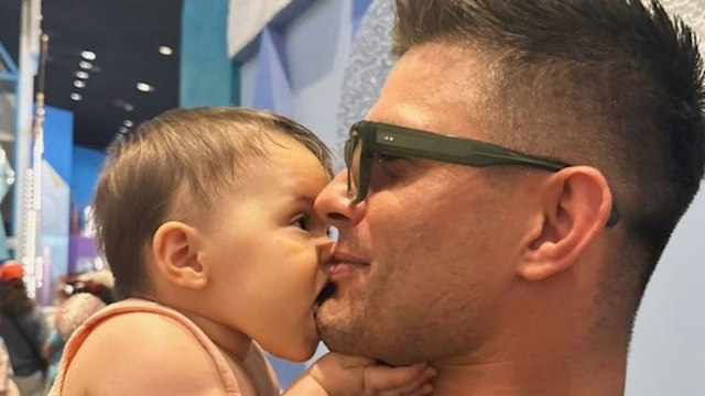 Strictly star Aljaz Skorjanec's baby girl Lyra cutely babbles with hairdo just like her dad's - watch