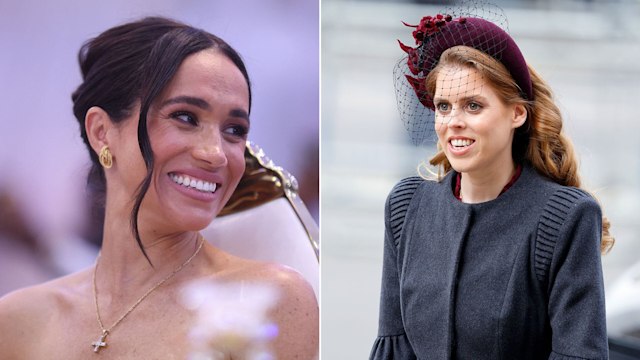 A split image of Meghan Markle and Princess Beatrice