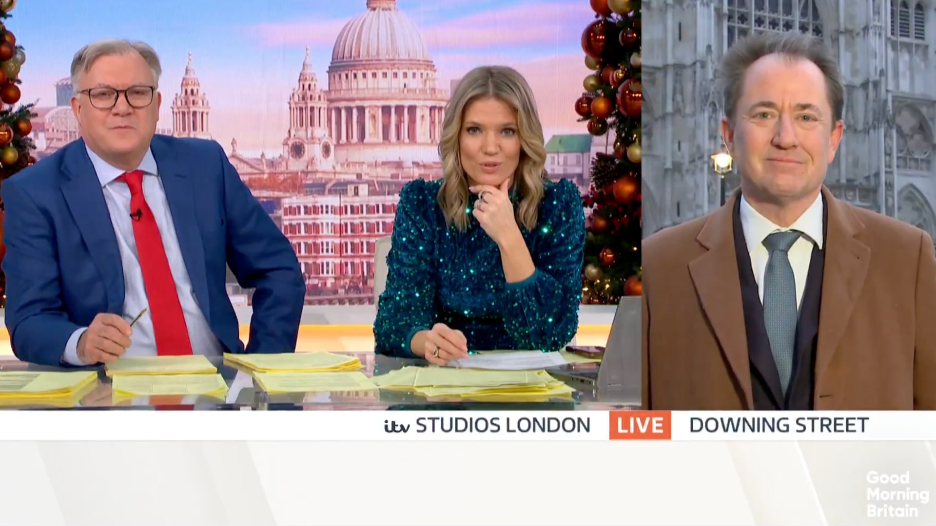 presenters and reporter on tv show