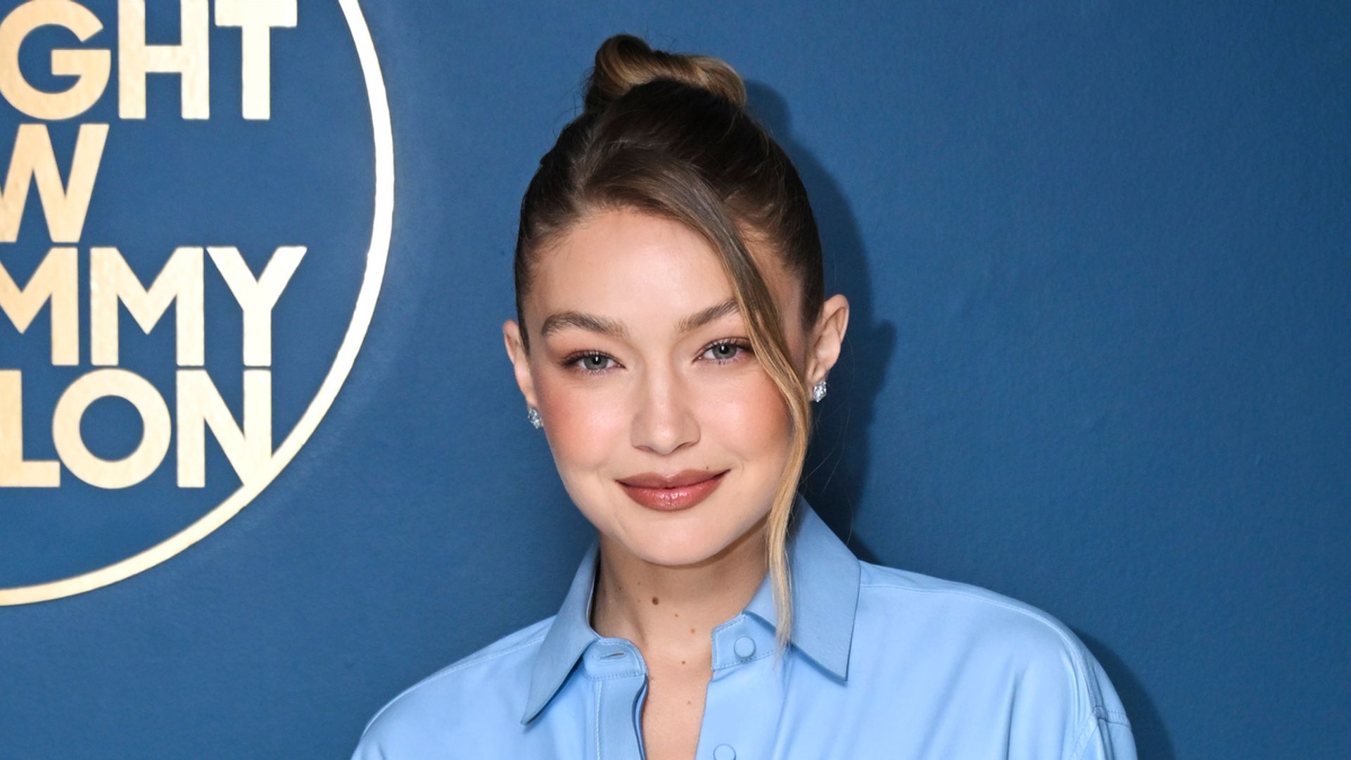 Model Gigi Hadid poses backstage on Tuesday, April 8, 2025