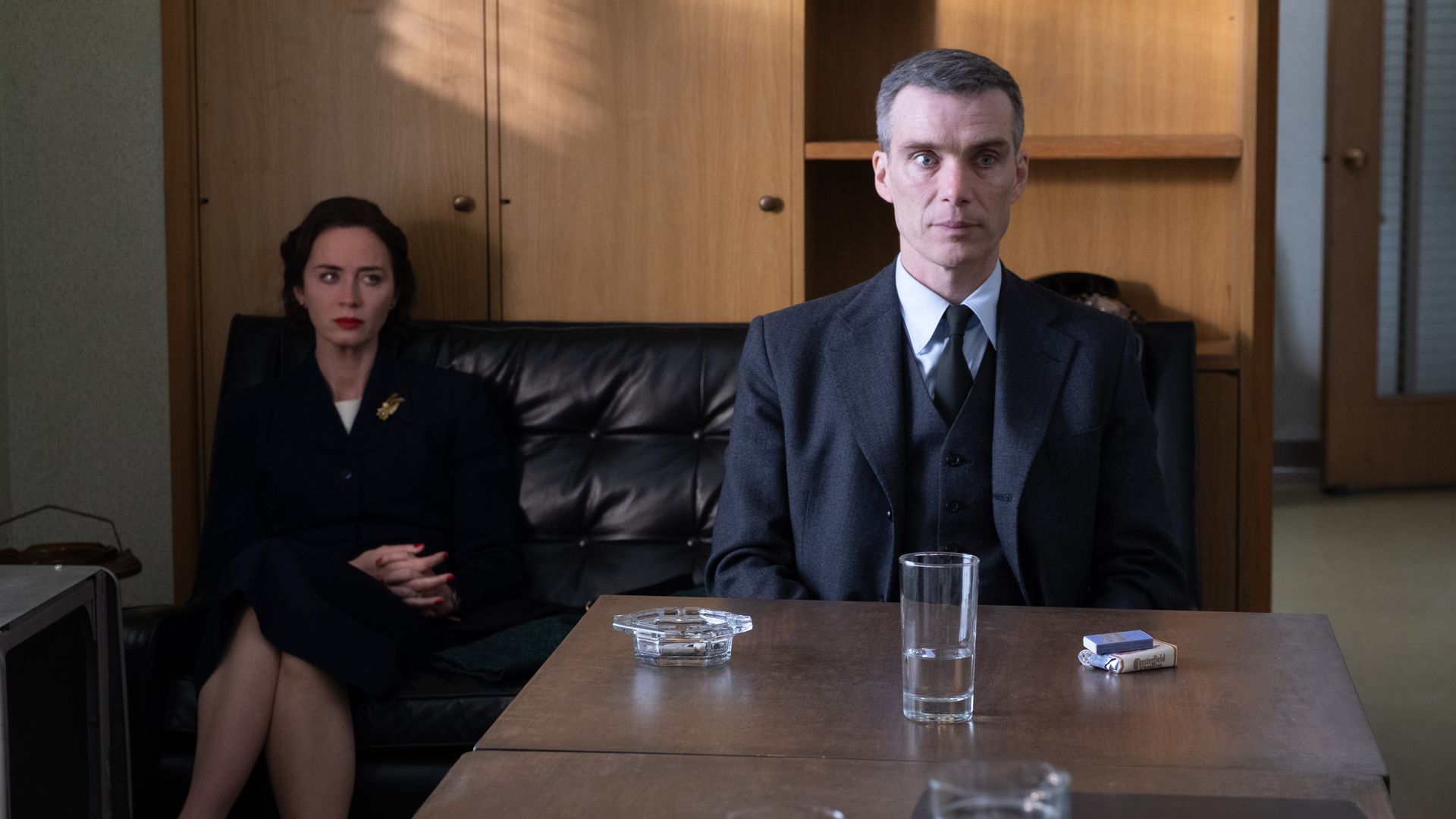 Emily Blunt is Kitty Oppenheimer and Cillian Murphy is J. Robert Oppenheimer in OPPENHEIMER