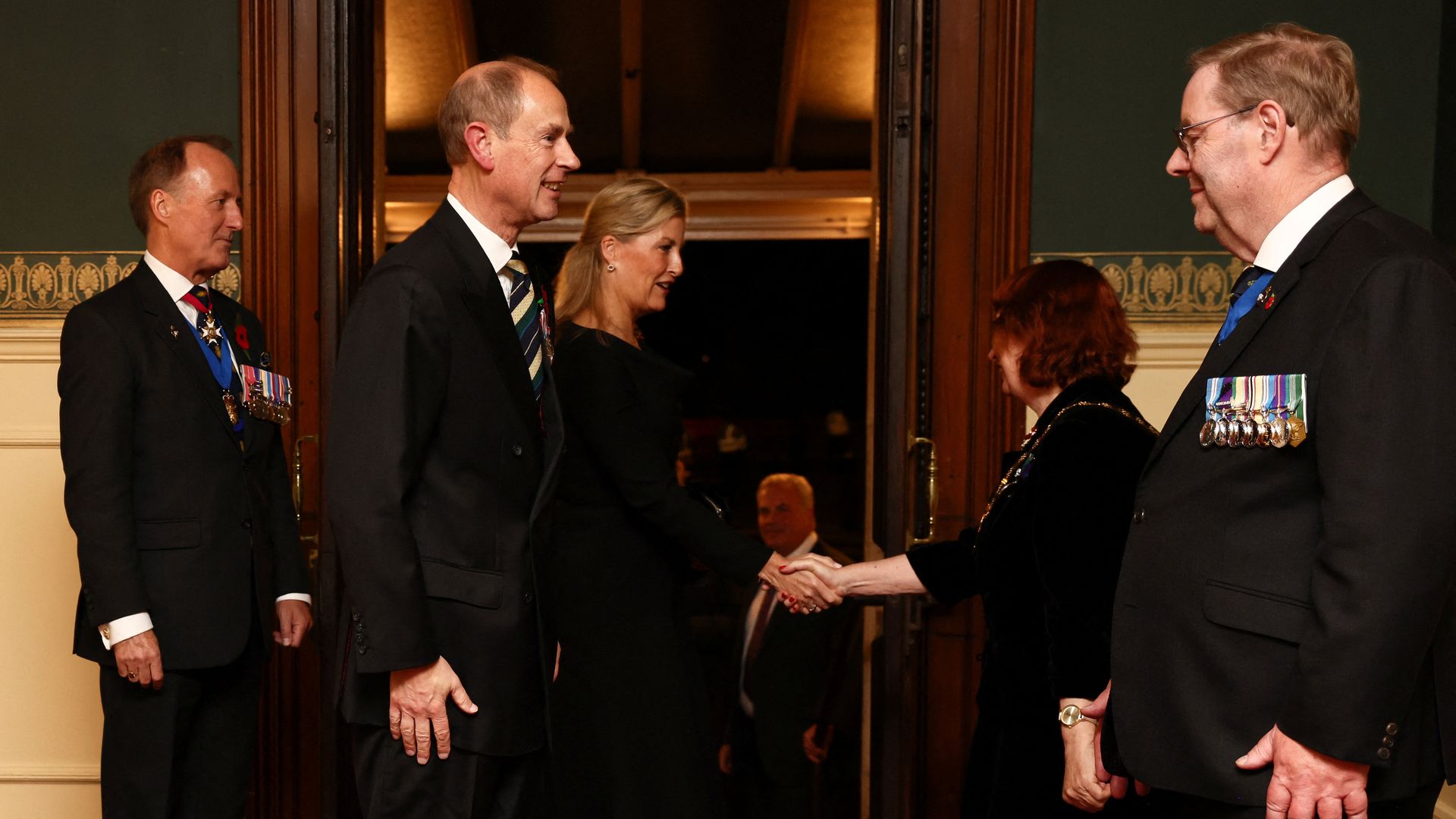 Prince Edward and Duchess Sophie speaking to a group of people