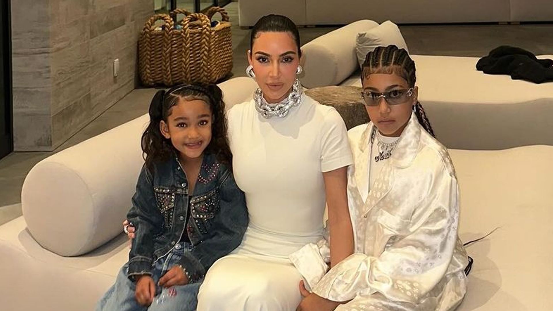 Kim Kardashian with her daughters North and Chicago 