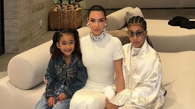 Kim Kardashian with her daughters North and Chicago 