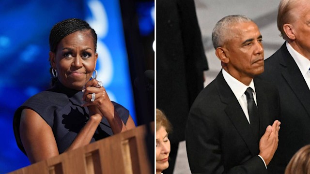 Michelle Obama at the Democratic National Convention; Barack Obama at Jimmy Carter's state funeral