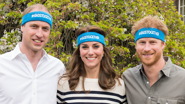 The Duke and Duchess of Cambridge and Prince Harry with Heads Together sweatbands