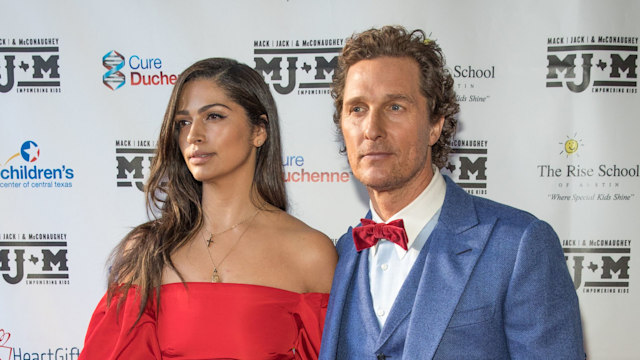 Camila Alves and Matthew McConaughey arrive at the Mack, Jack & McConaughey charity gala at ACL Live on April 25, 2019 in Austin, Texas