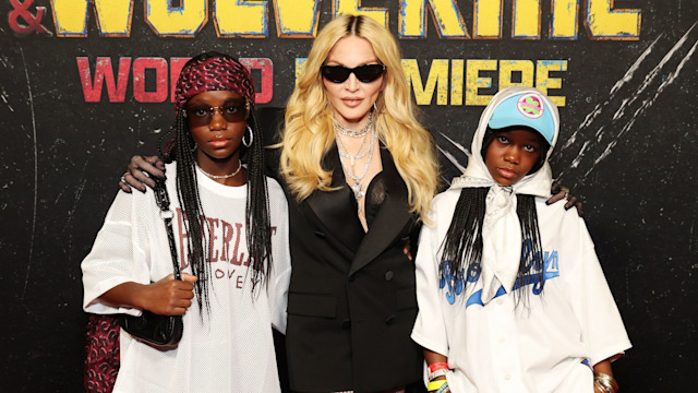 madonna deadpool premiere daughters estere and stella 