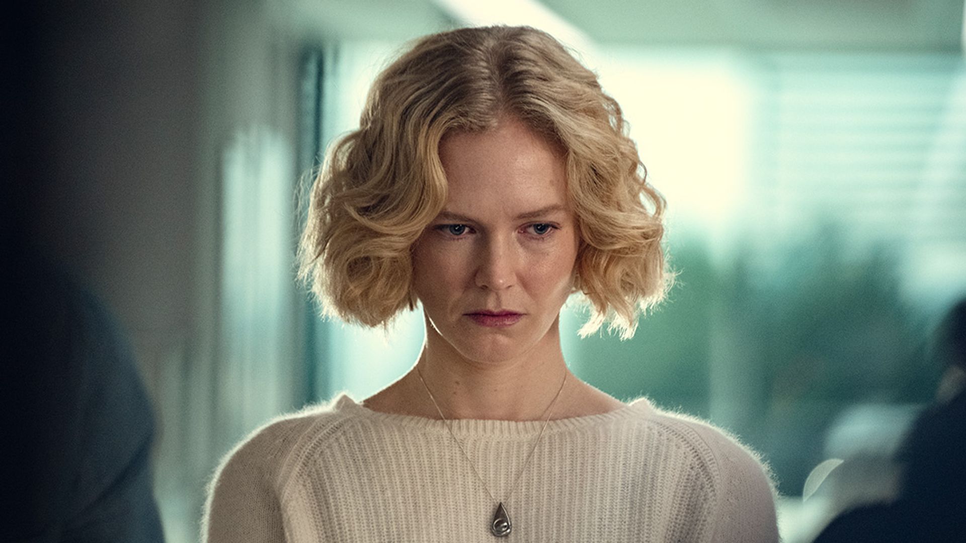 close-up of blonde woman with short hair