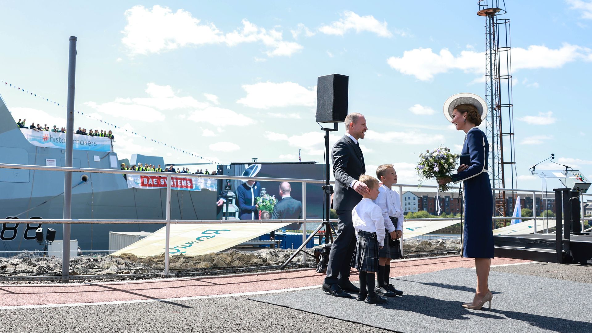 Prince William and Princess Kate arrive in Scotland to christen HMS Glasgow