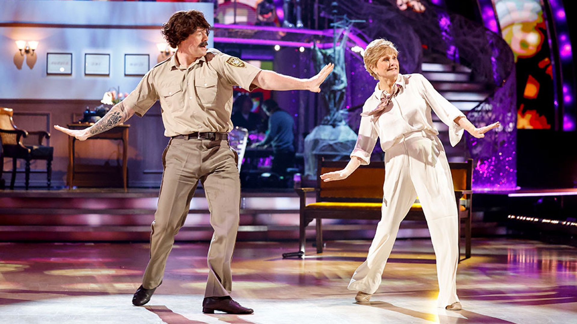 Angela Rippon and Kai Widdrington performing the Charleston to the theme of Murder She Wrote