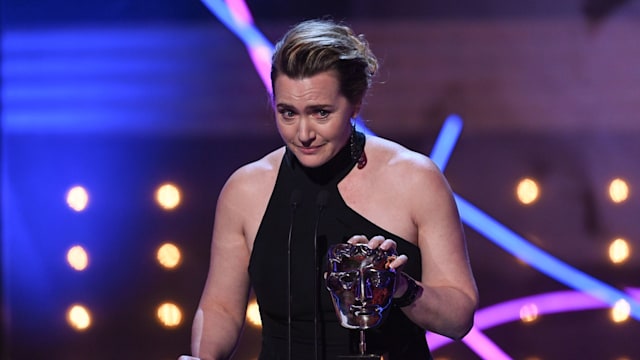 Kate Winslet accepts the Leading Actress Award for her performance in 'I Am Ruth' at the 2023 BAFTA Television Awards