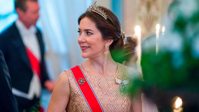 Crown Princess Mary looking sideways in tiara