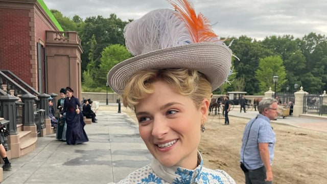 Louisa Jacobson on the set of The Gilded Age in season 2