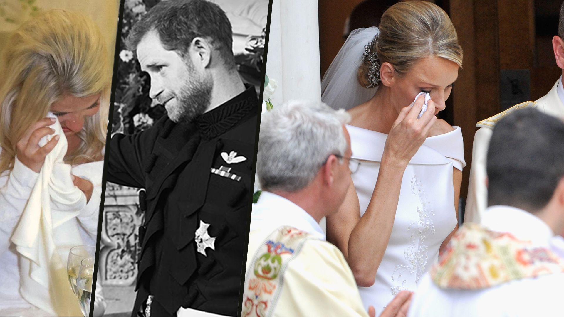 Holly Willoughby, Prince Harry and Princess Charlene crying at their weddings