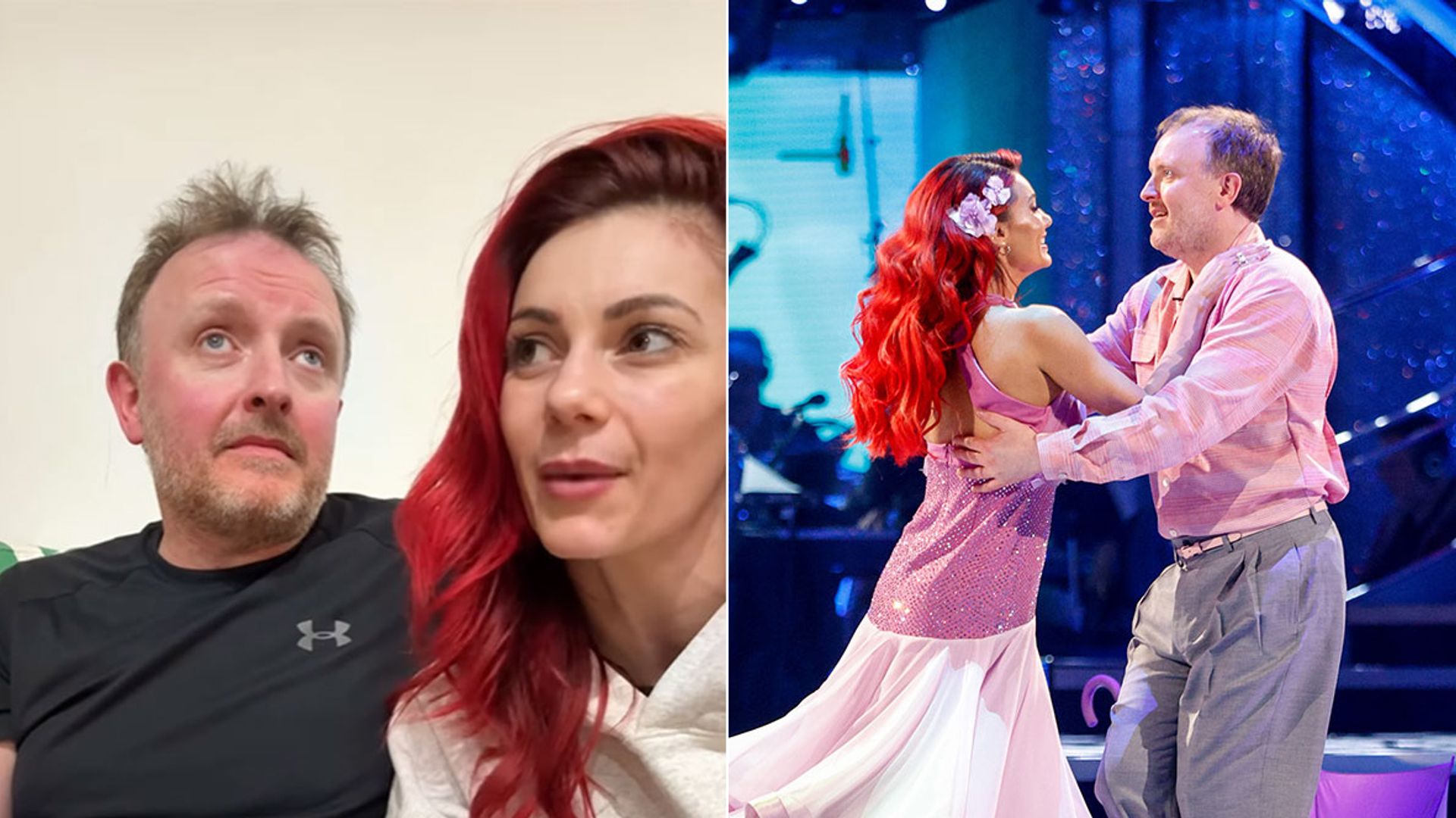 split image of dianne buswell and chris mccausland