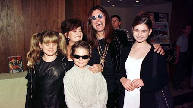 Ozzy Osbourne and Sharon Osbourne with children Jack, Kelly and Aimee 
