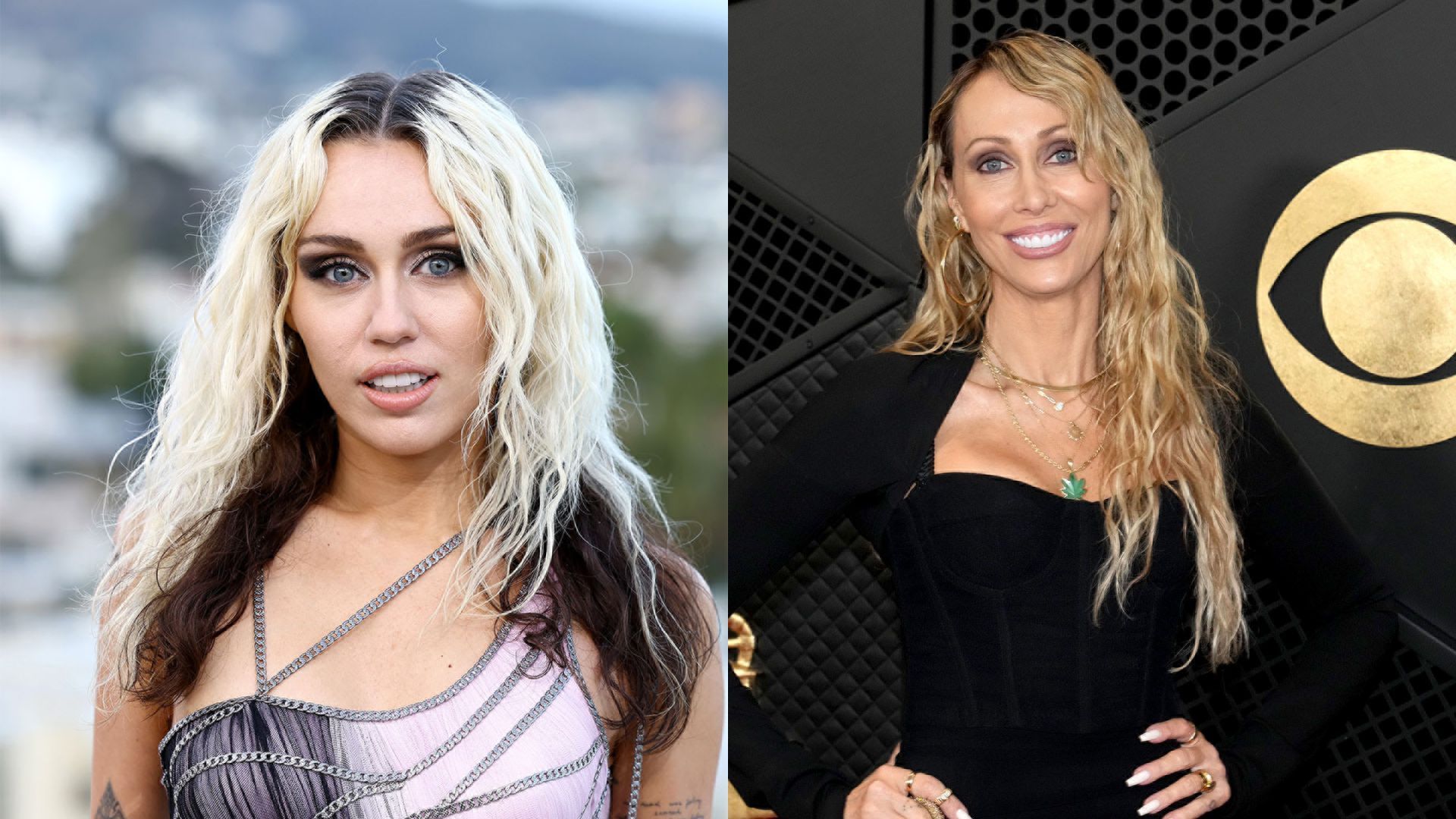 Left: Miley Cyrus Right Tish Cyrus Purcell