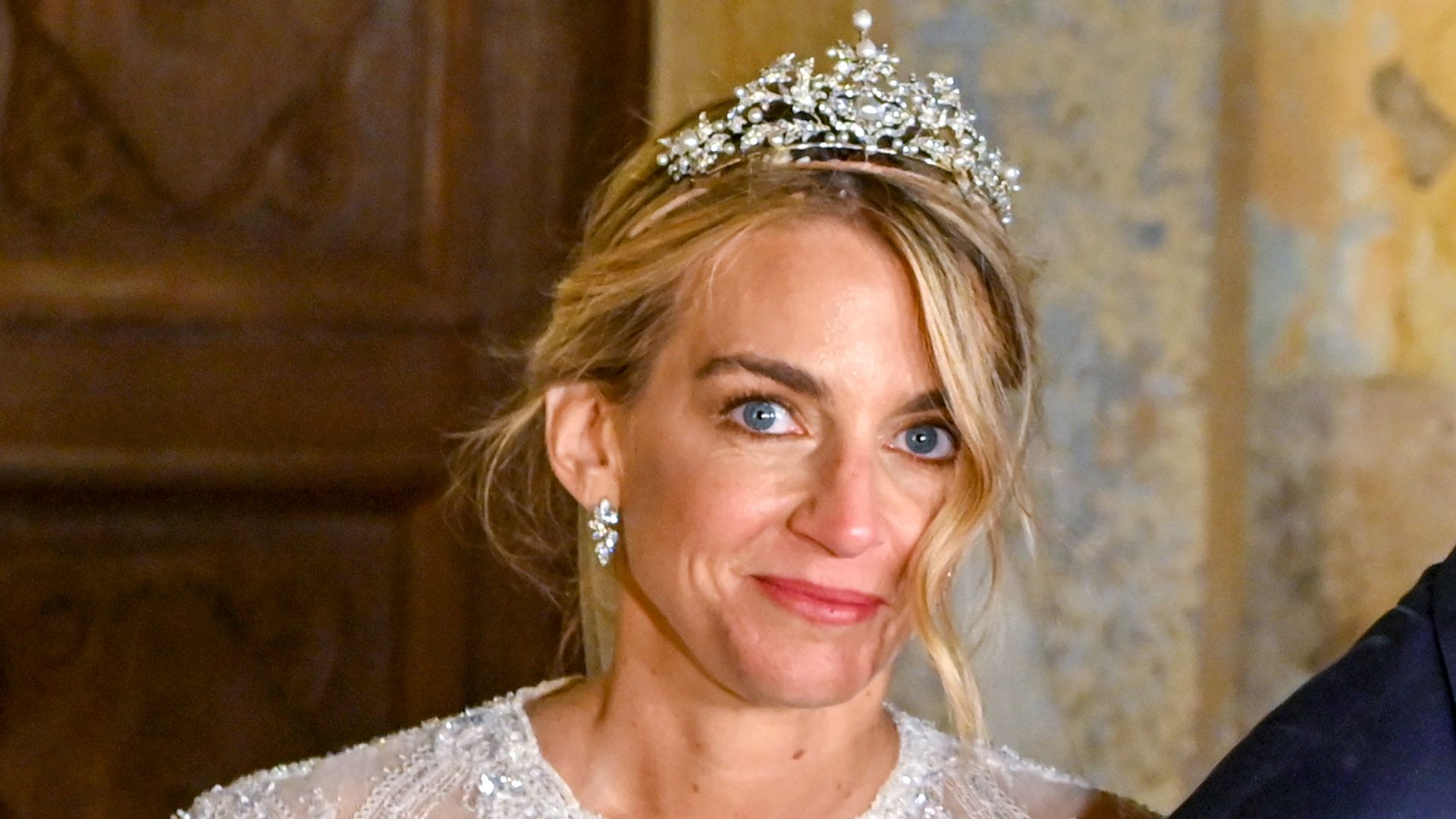 Prince Nikolaos of Greece and his wife Chrysa Vardinogianniis leave the Athens' Orthodox church of St. Nicholas of Rangava