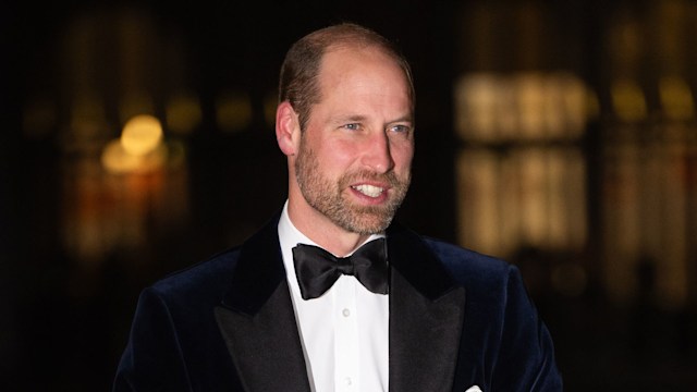 Prince William wearing a black tuxedo