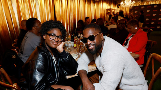 Zaya Wade and Dwyane Wade attend When We Gather: A Night of Stand-Up Comedy Curated by Dwyane Wade during Netflix is a Joke Fest at The Miracle Theater on May 09, 2024 in Inglewood, California.