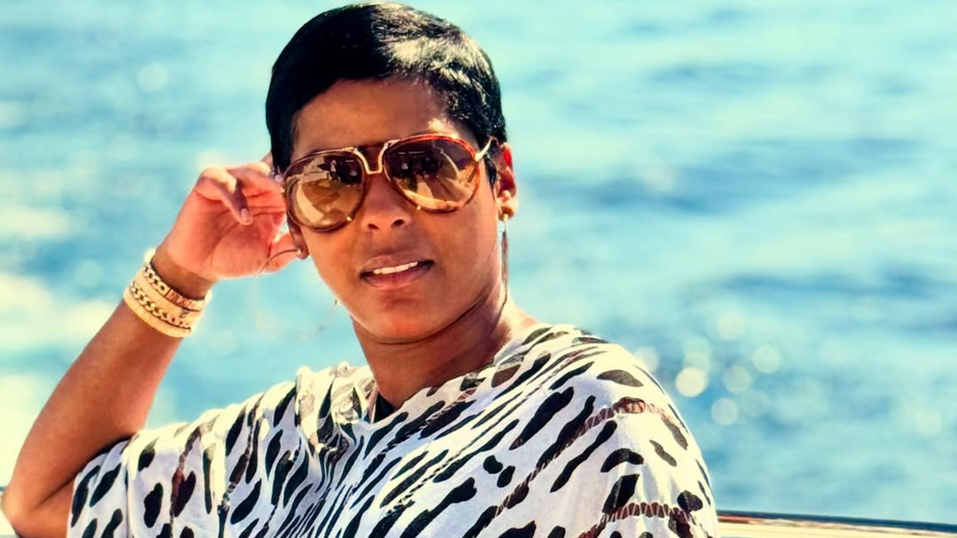 Tamron Hall on a boat 