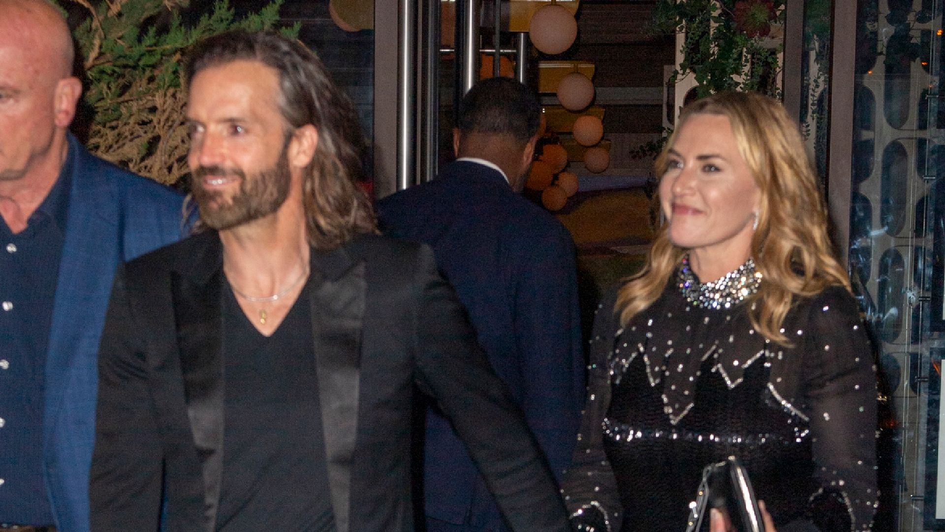 Kate Winslet and Edward Abel Smith walking outside