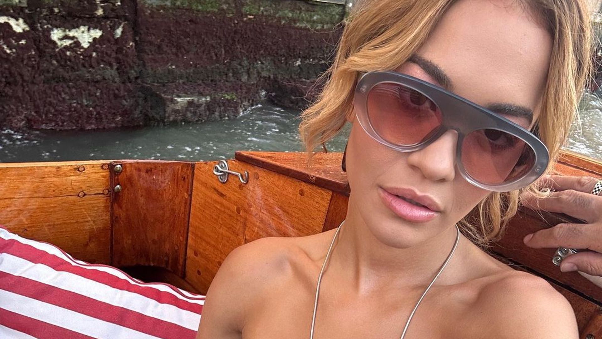 Rita Ora on a boat in Venice