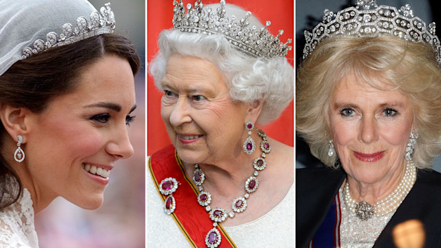 Kate Middleton, Queen Elizabeth and Camilla wearing tiaras