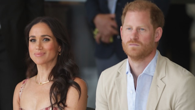 Prince Harry and Meghan Markle watching performance in Colombia 