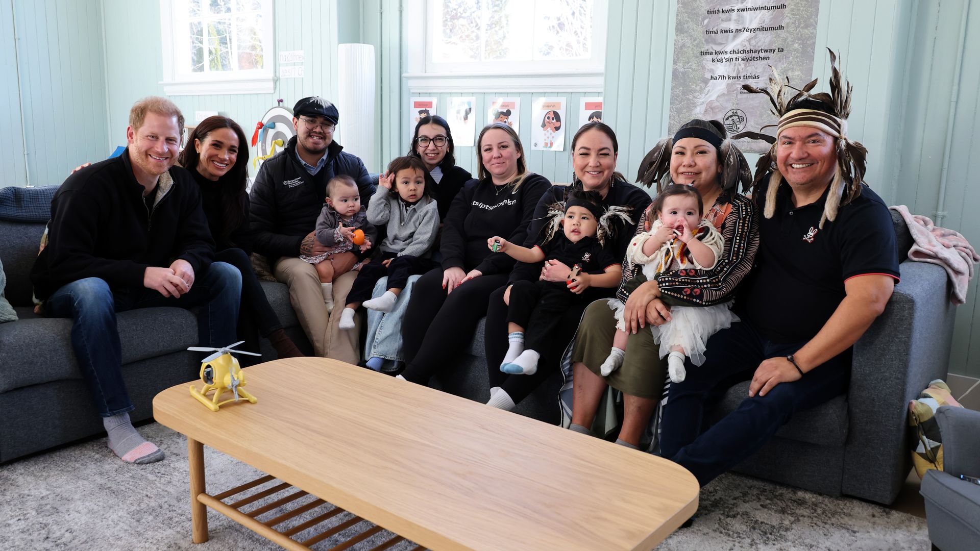 meghan and harry with families at squamish nation language nest