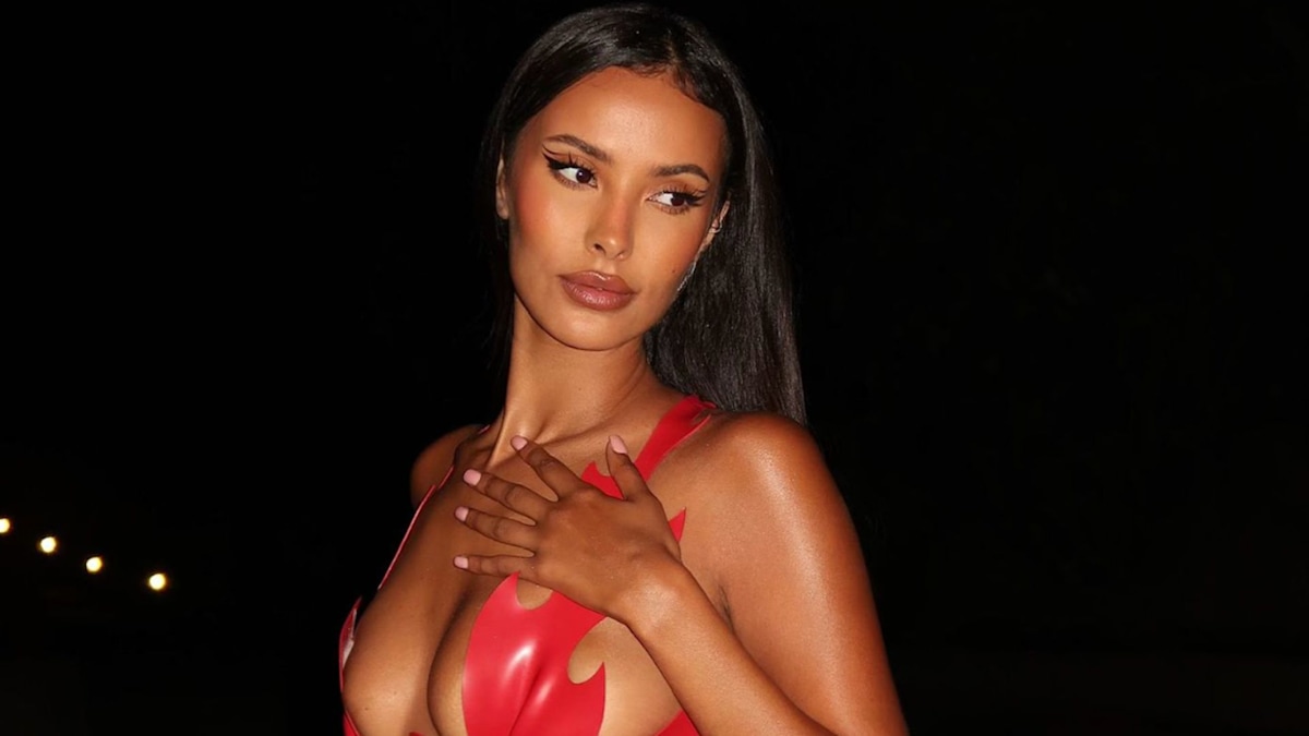 Maya Jama’s racy red latex plunge dress is seriously spicy