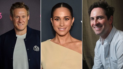 Split image of Trevor Engelson, Meghan Markle and Brett Rytland