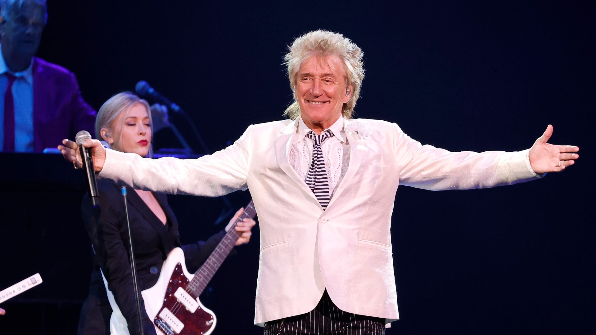 Rod Stewart performs at Bridgestone Arena on July 05, 2022 in Nashville, Tennessee.