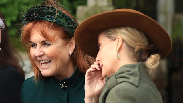 : Sarah Ferguson, Duchess of York and Sophie, Duchess of Edinburgh after attending the Christmas Morning Service at Sandringham Church