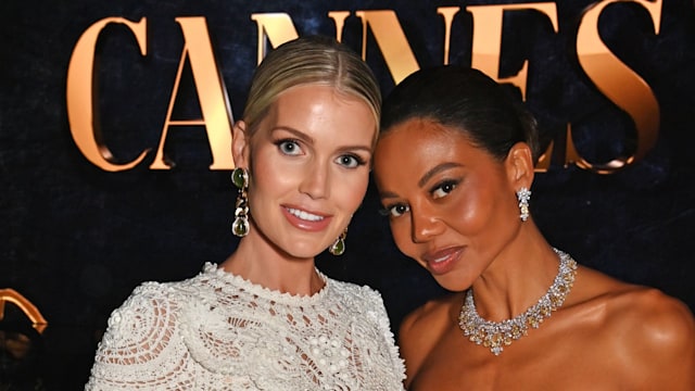 Lady Kitty Spencer and Emma Weymouth, Marchioness of Bath, attend the amfAR gala Cannes 2025 presented by Chopard at Hotel du Cap-Eden-Roc on May 22, 2025 in Cap d'Antibes, France. (Photo by Dave Benett/amfAR/Getty Images for amfAR)