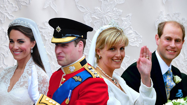 Kate Middleton, Prince William, Duchess Sophie and Prince Edward on their wedding days