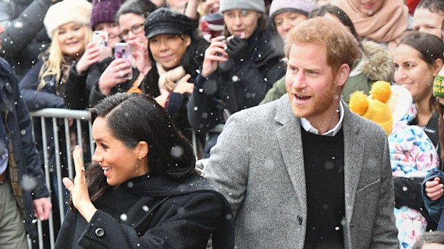 Harry and Meghan in the snow in Bristol