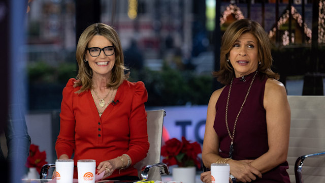 today show stars hoda kotb and savannah guthrie in the nbc studios