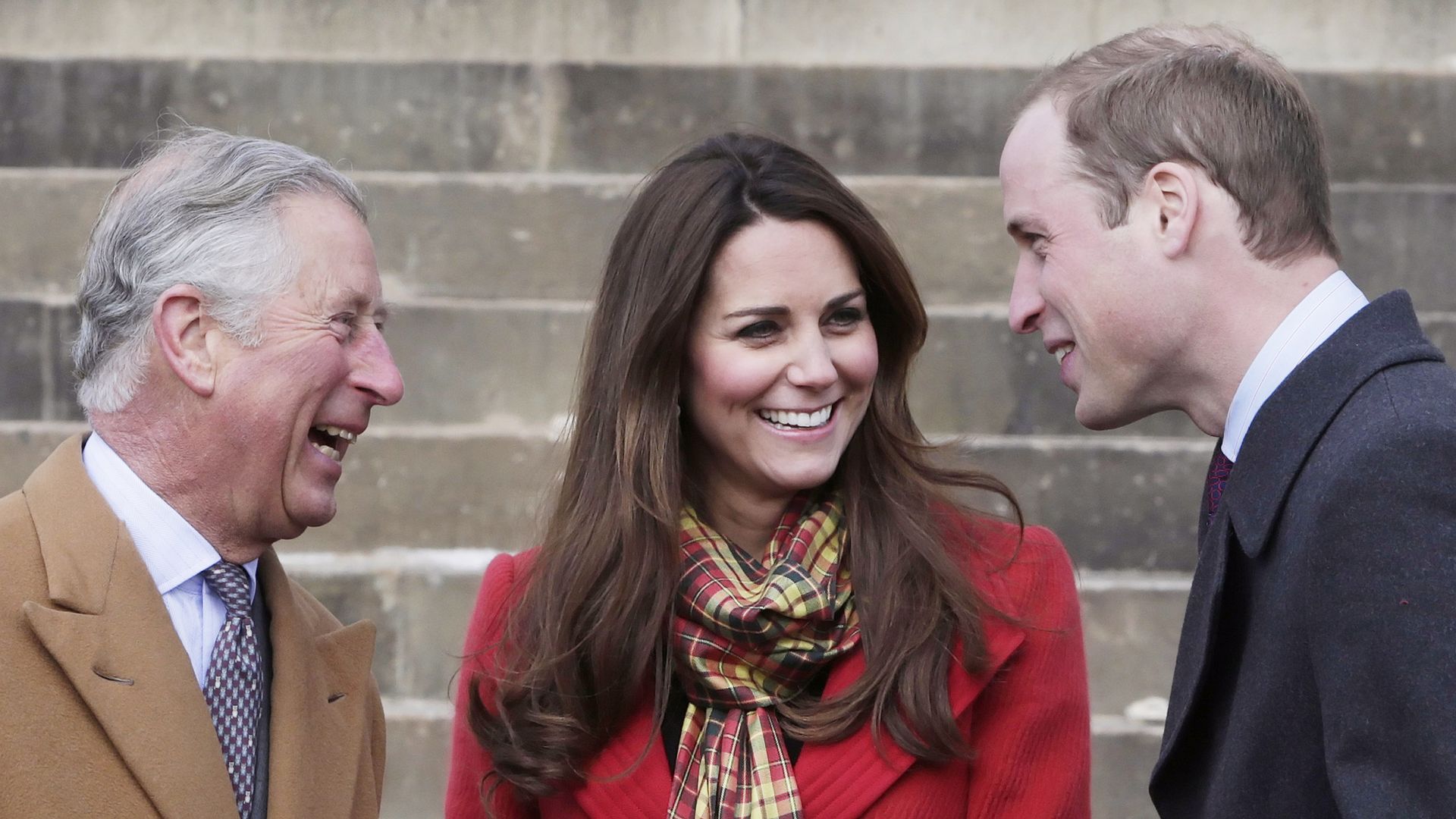 King Charles with Prince William and Kate