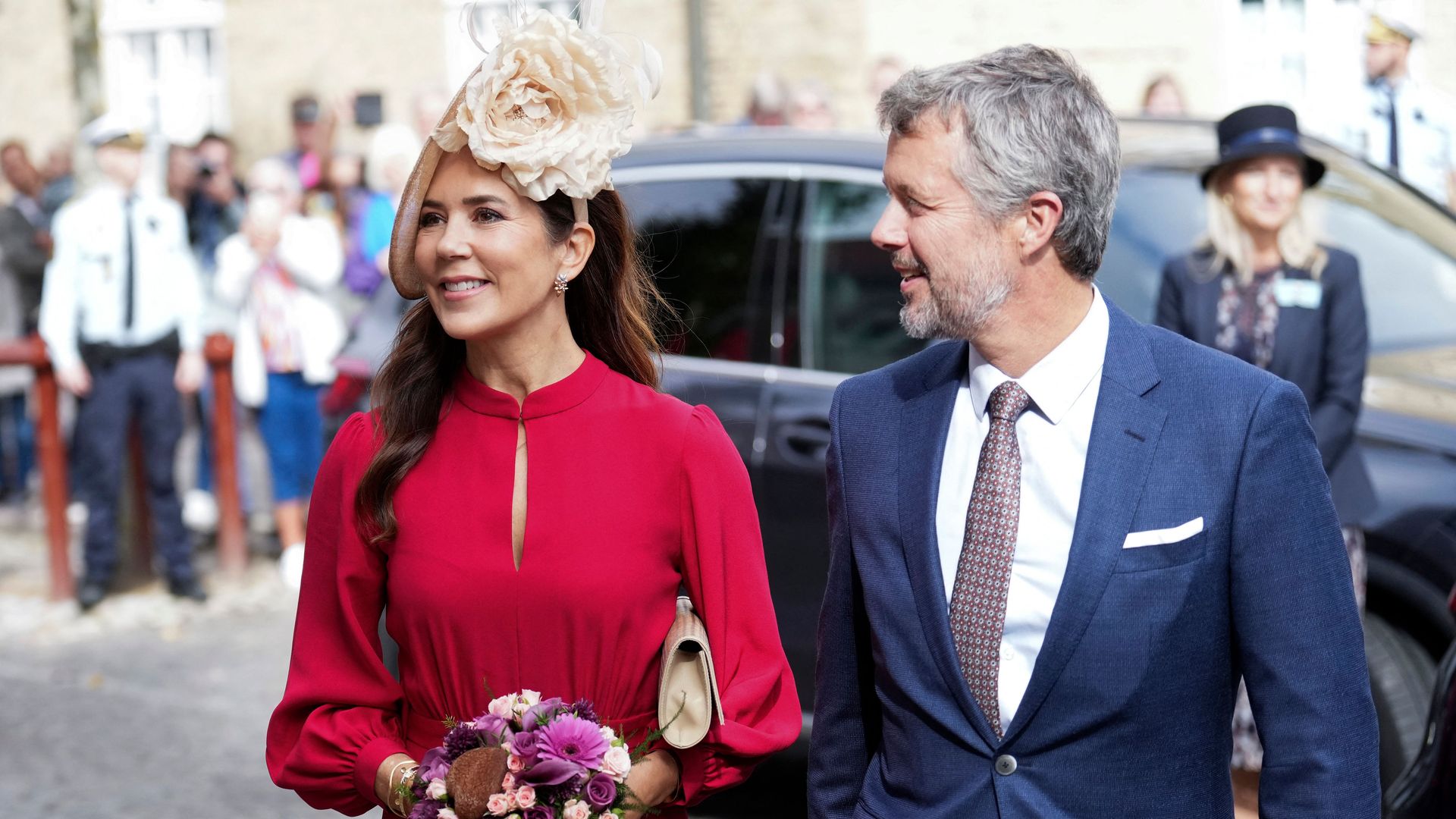 Denmark's Crown Prince Frederik and Denmark's Crown Princess Mary arrive to participate in the celebration of Christiansfeld's 250th anniversary