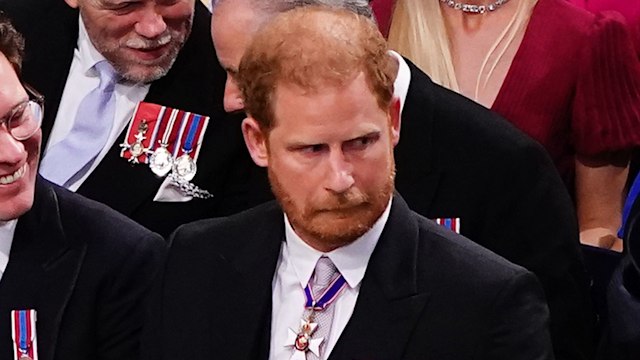 Prince Harry was spotted pulling a face at the coronation