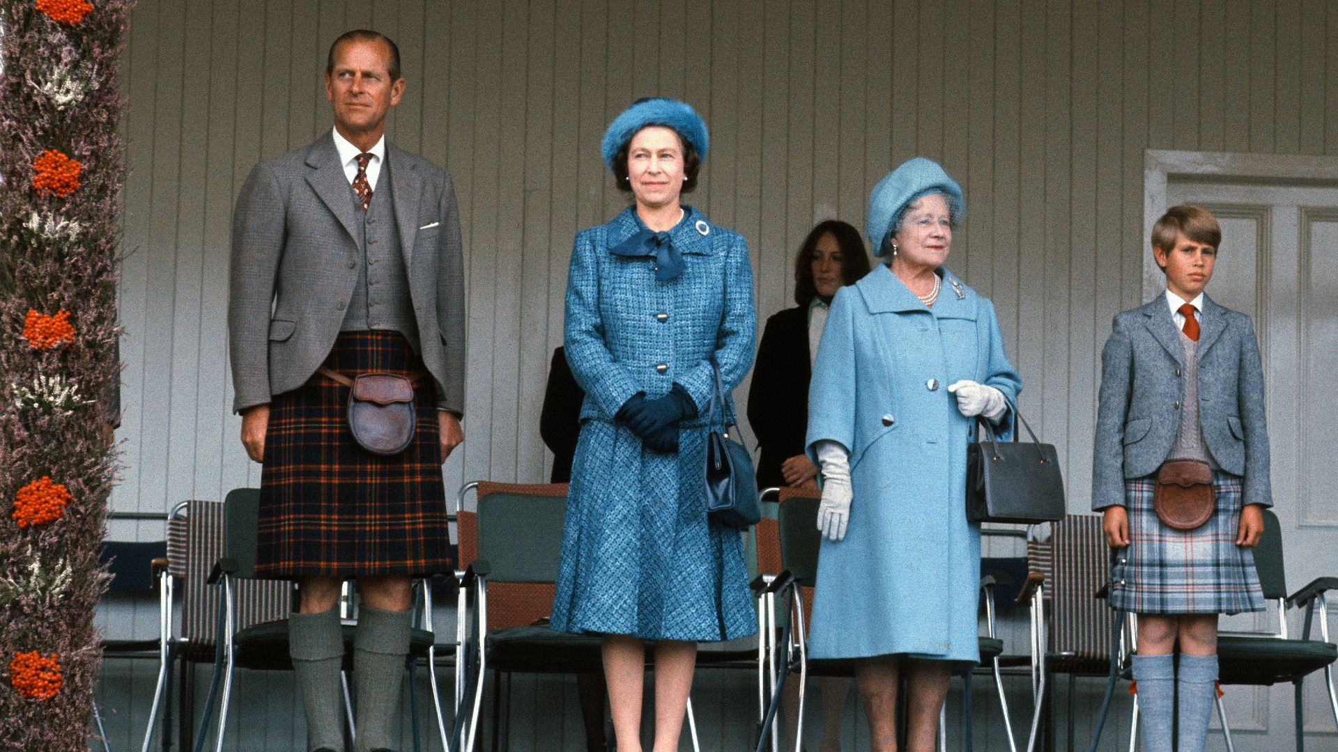 Prince Philip, the Queen, the Queen Mother and Prince Edward at the Braemar Games