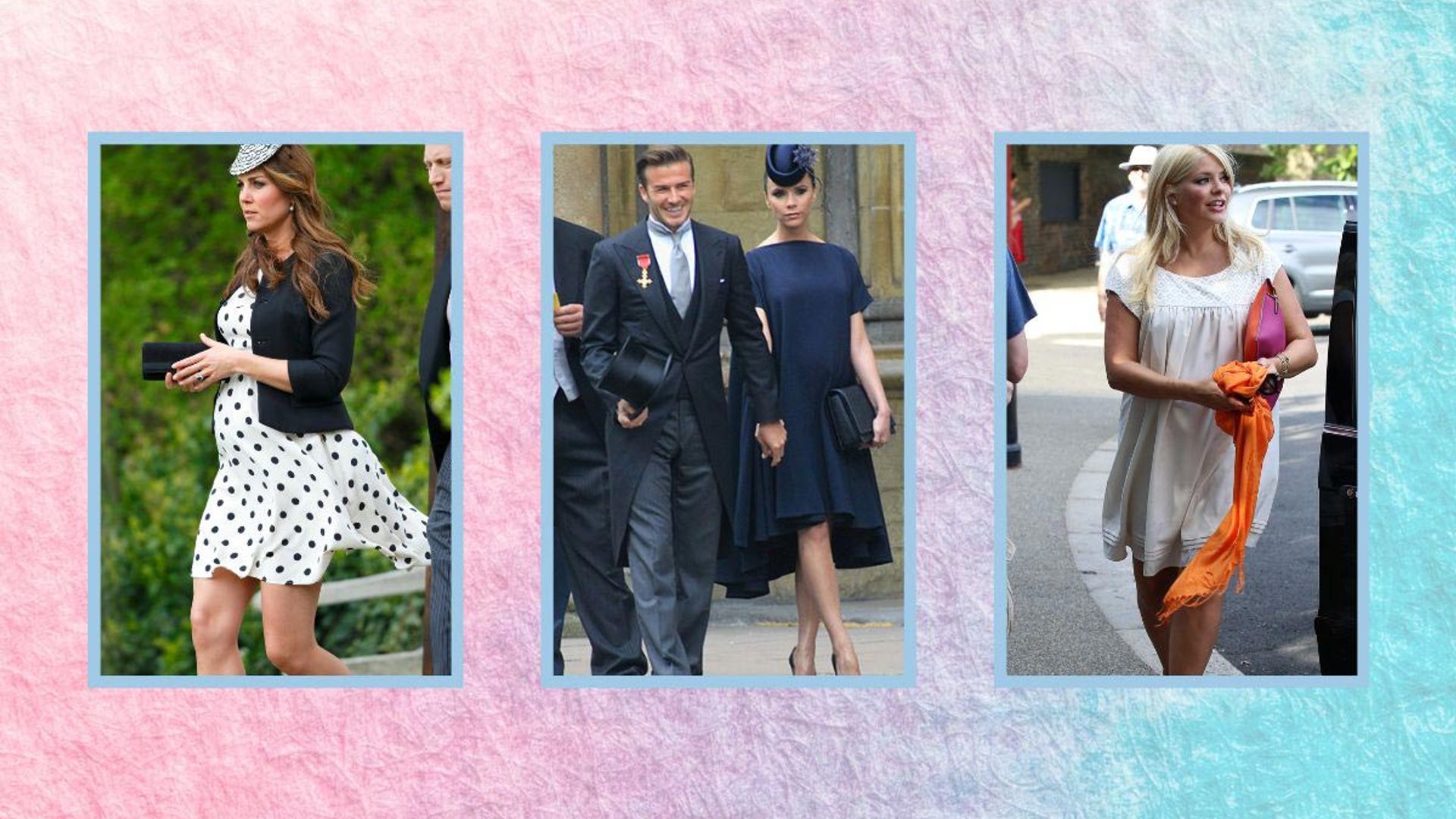 10 pregnant celeb wedding guests with bump-skimming dresses: Victoria Beckham, Princess Kate, more